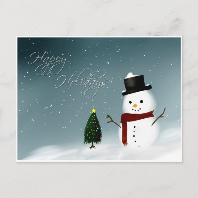 Happy Holidays snowman Holiday Postcard (Front)