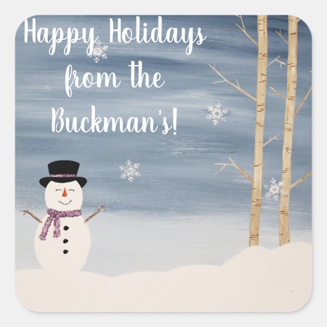 Happy Holidays Snowman Stickers (Front)
