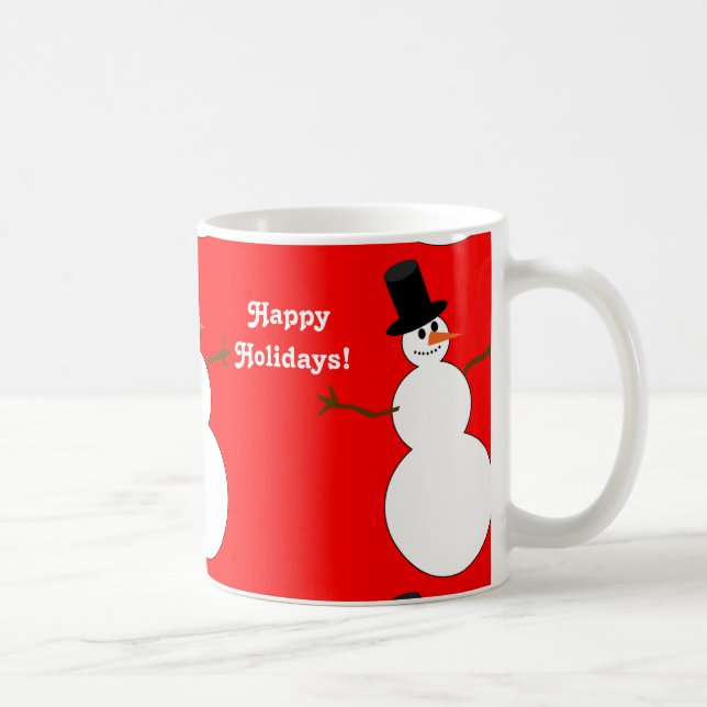 Happy Holidays Snowman Tiled Coffee Mug (Right)