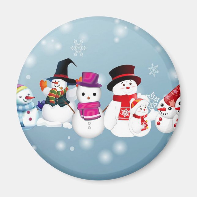 Happy Holidays Snowmen Magnet (Front)