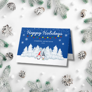 Happy Holidays Snowy Gnomes Business Holiday Card