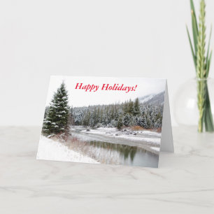Happy Holidays Snowy Montana Folded Greeting Card