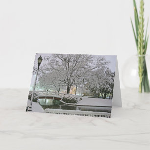 Happy Holidays Snowy Park photo greeting card