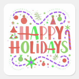 Happy Holidays Square Sticker