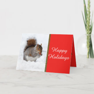Happy Holidays | Squirrel in Snow Greeting Card