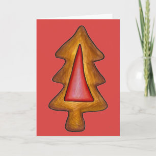 Happy Holidays Stained Glass Christmas Tree Cookie Holiday Card