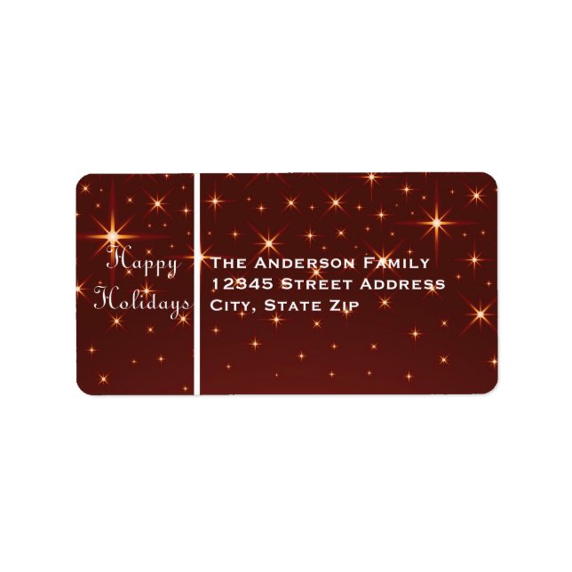 Happy Holidays Stars - Address Label (Front)