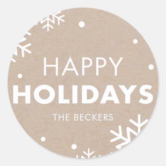 Happy Holidays Sticker Kraft (Front)