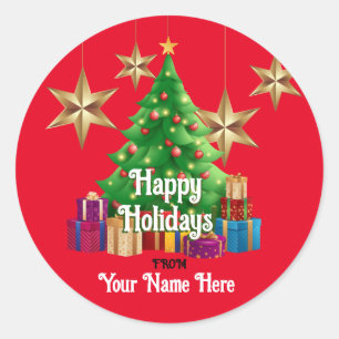 Happy Holidays Sticker Personalized