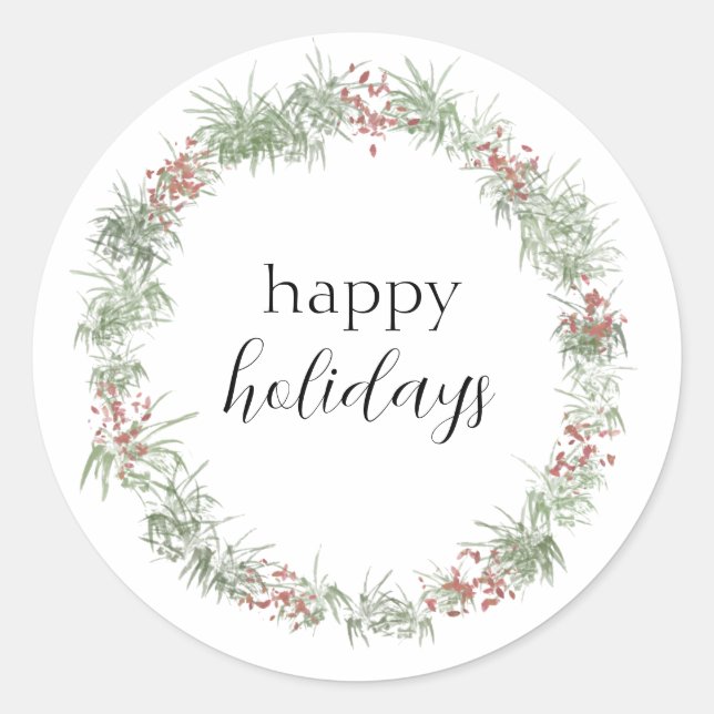 Happy Holidays Sticker | Round (Front)