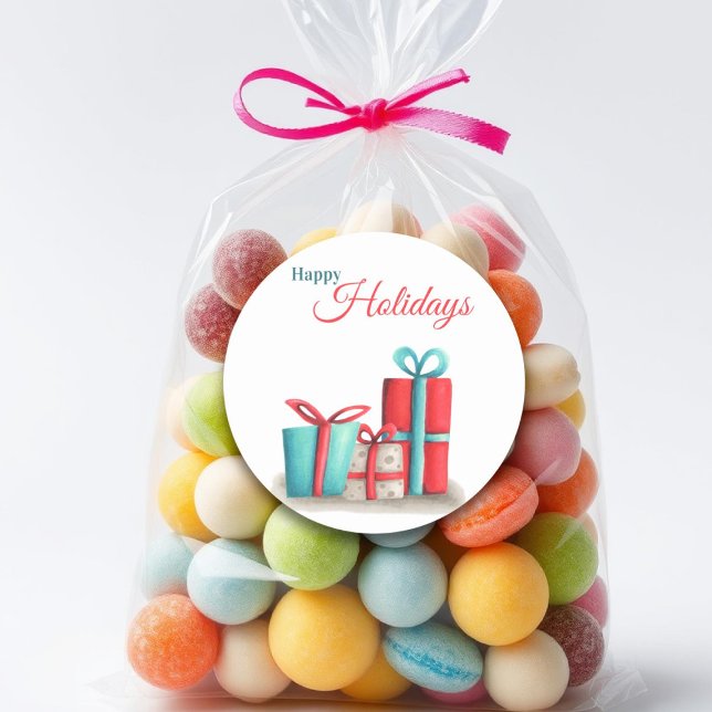 Happy holidays stickers with presents for business (Creator Uploaded)