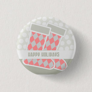 Happy Holidays Stocking 1 Inch Round Button