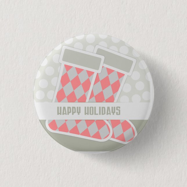 Happy Holidays Stocking 1 Inch Round Button (Front)