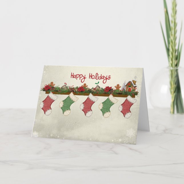 Happy Holidays Stockings Holiday Card (Front)