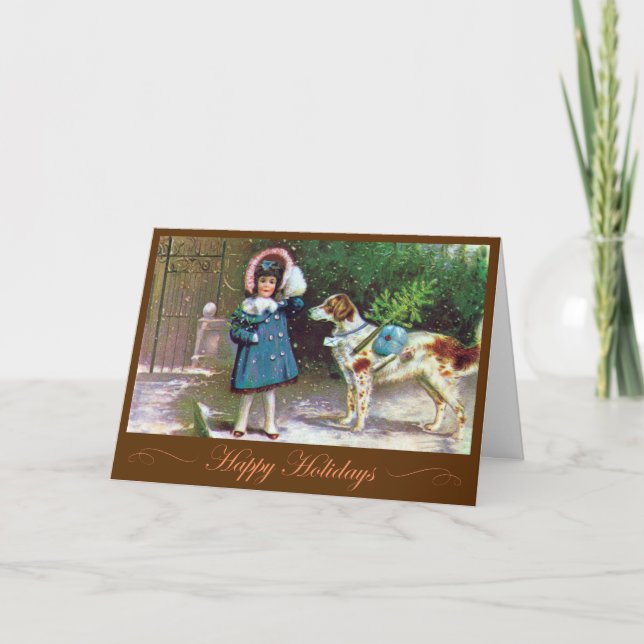 "Happy Holidays" Stylish Vintage Holiday Card (Front)