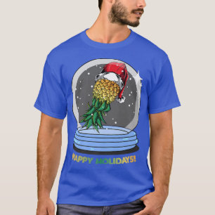 Happy Holidays Swinger Pineapple Globe T-Shirt