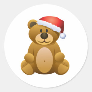 Happy Holidays Teddy Bear Classic Round Sticker