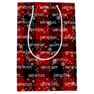 HAPPY HOLIDAYS Text In Snowflakes  Medium Gift Bag