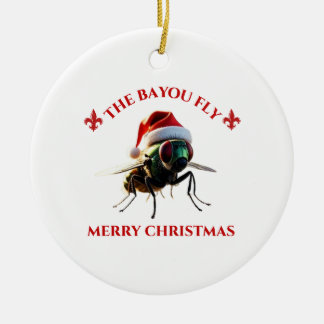 Happy Holidays The Bayou Fly Ceramic Ornament