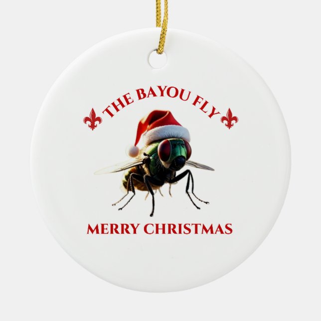 Happy Holidays The Bayou Fly Ceramic Ornament (Front)