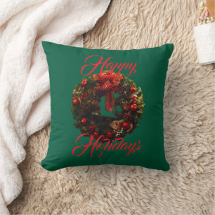 "Happy Holidays" Throw Pillow