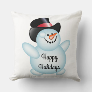 Happy Holidays Throw Pillow/Snowman Pillow