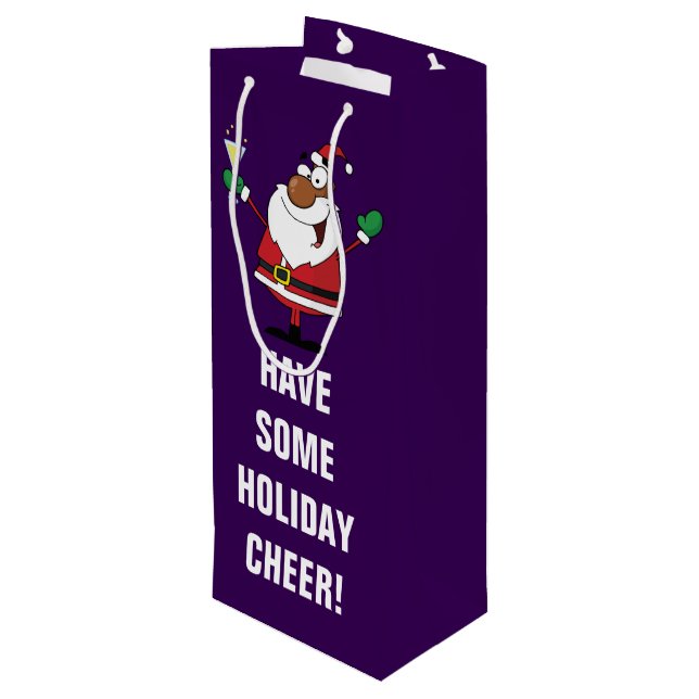 Happy Holidays Toast from Black Santa Wine Gift Bag (Back Angled)