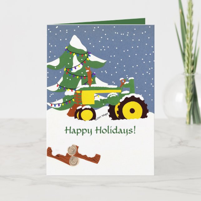 Happy Holidays! Tractor Greeting Card (Front)