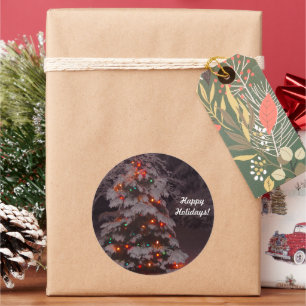 Happy Holidays Tree Lights Stickers