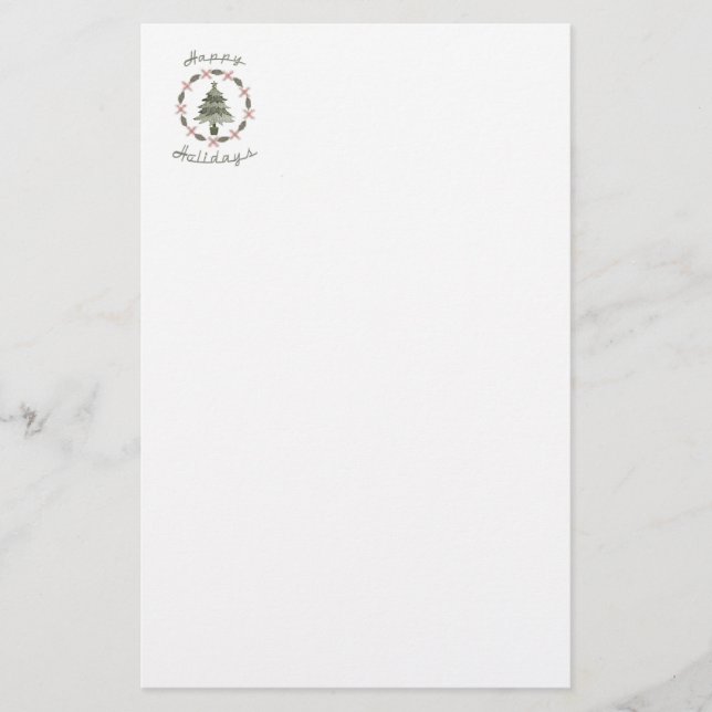 Happy Holidays Tree Stationery (Front)