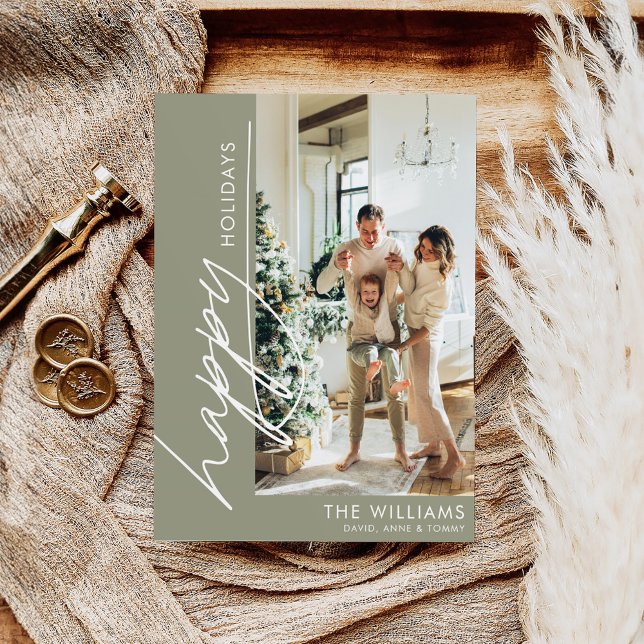 Happy Holidays Trendy Modern Photo Holiday Card (Creator Uploaded)