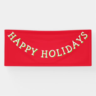 Happy Holidays Typographical White Red Christmas Banner