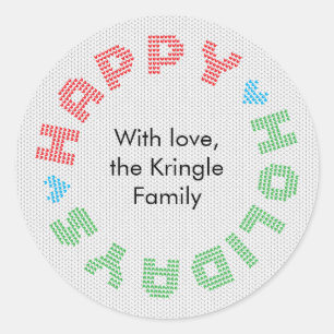 Happy Holidays Typography Christmas Wreath Classic Round Sticker