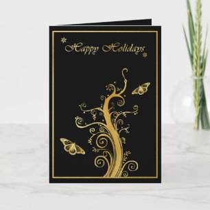 Happy Holidays - Vine & Butterfly Holiday Card