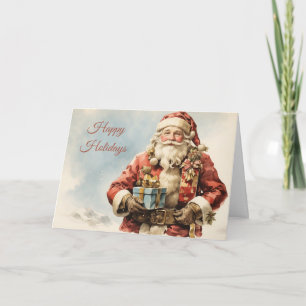 Happy Holidays Vintage Christmas Santa Claus Holiday Card