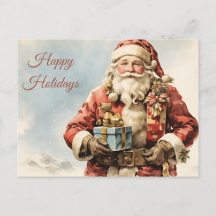 Happy Holidays Vintage Christmas Santa Claus Holiday Postcard