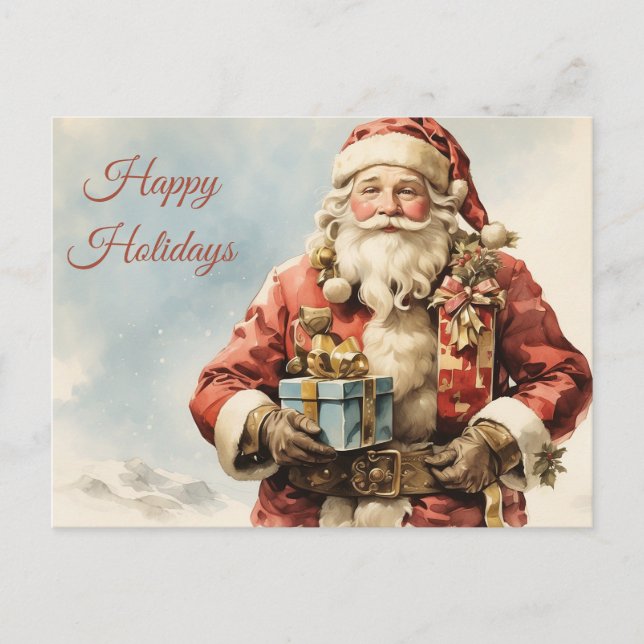 Happy Holidays Vintage Christmas Santa Claus Holiday Postcard (Front)