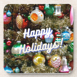 Happy Holidays! Vintage Hard Plastic Coaster