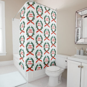 Happy Holidays Vintage Holly Christmas Wreath