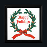 Happy Holidays Vintage Holly Christmas Wreath Gift Box<br><div class="desc">Looking to spruce up your holiday decor with some vintage charm? Look no further! Check out my vintage holly & Ivy wreath and pattern,  perfect for adding some festive flair to your home this holiday season. This wreath is sure to bring some old-world charm to your festivities.</div>