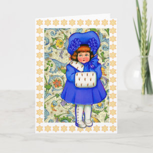 Happy Holidays Vintage Winter Girl Card