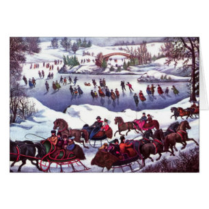 Happy Holidays. Vintage Winter Scene Card