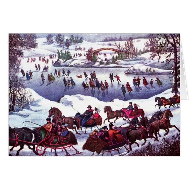 Happy Holidays. Vintage Winter Scene Card (Front Horizontal)
