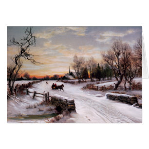 Happy Holidays. Vintage Winter Scene Card