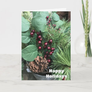 HAPPY HOLIDAYS W/ CHRISTMAS DECOR HOLIDAY CARD