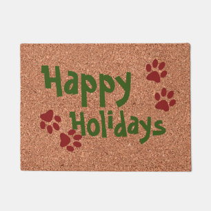 Happy Holidays w Paws Doormat