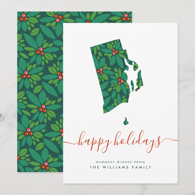 HAPPY HOLIDAYS Warm Wishes From Rhode Island (Front/Back)