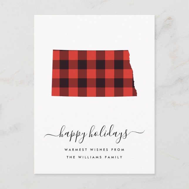 Happy Holidays | Warm Wishes North Dakota Postcard (Front)