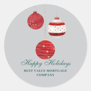 Happy Holidays Watercolor Business  Classic Round Sticker