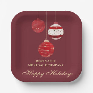 Happy Holidays Watercolor Business  Paper Plate